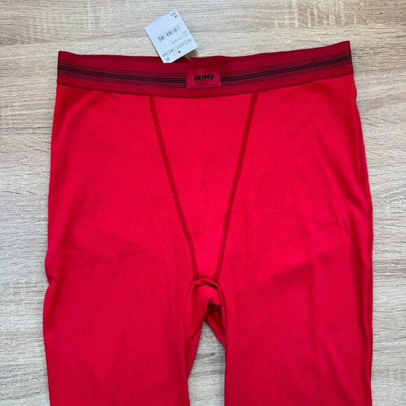 NWT SKIMS Cotton Rib Leggings Cherry Red Contrast Stitch Medium - Picture 6 of 11